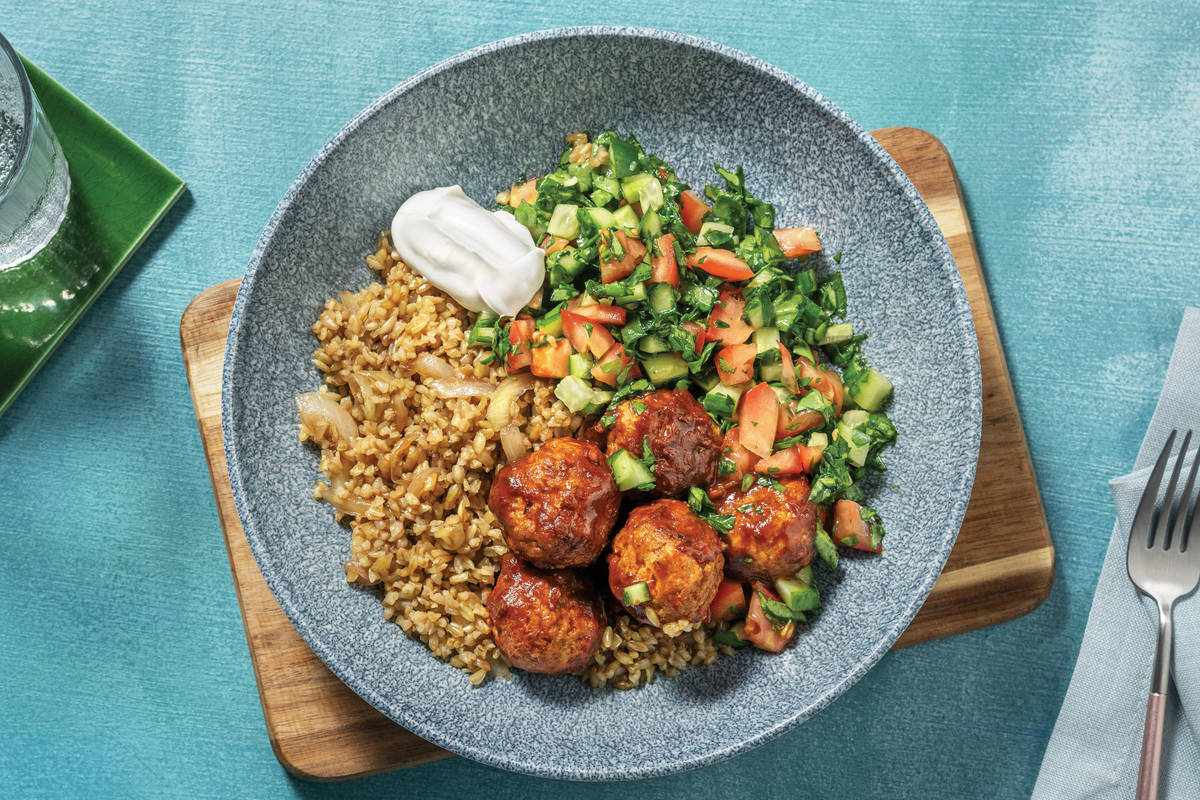 Chipotle Pork Meatballs & Cucumber Salsa