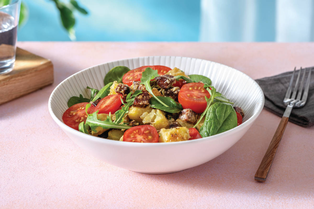 Creamy Potato Chorizo Salad with Cherry Tomatoes Rocket Recipe