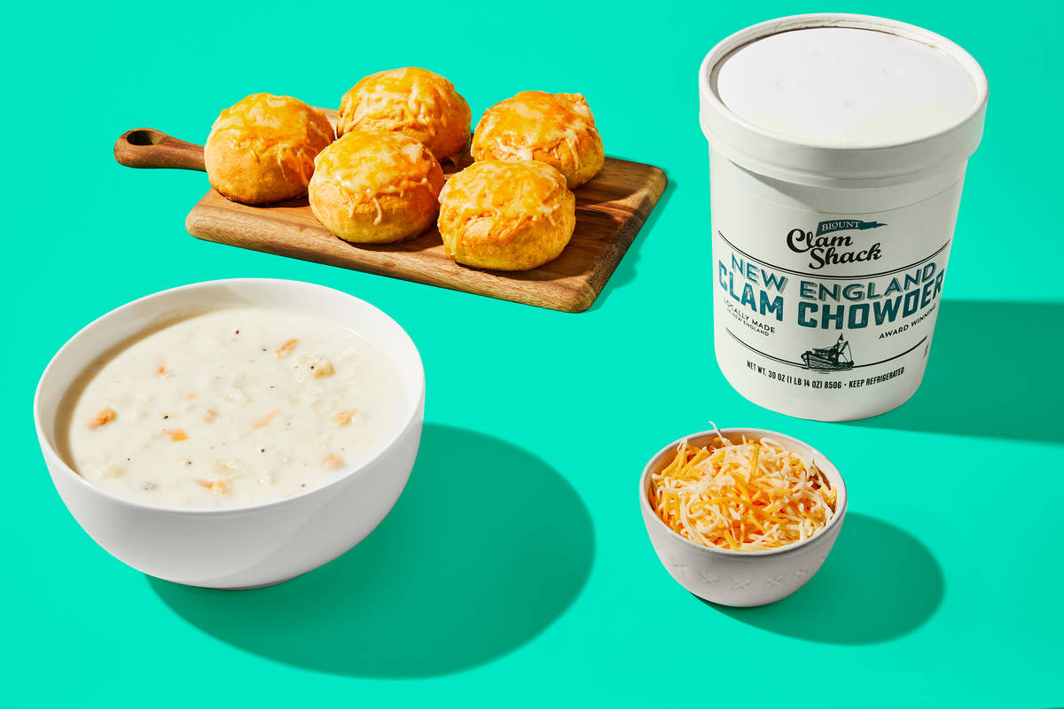 Clam Chowder & Cheesy Buttermilk Biscuits