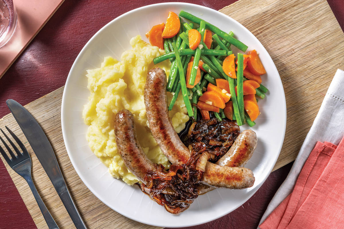 Beef Sausages & Parmesan Mash