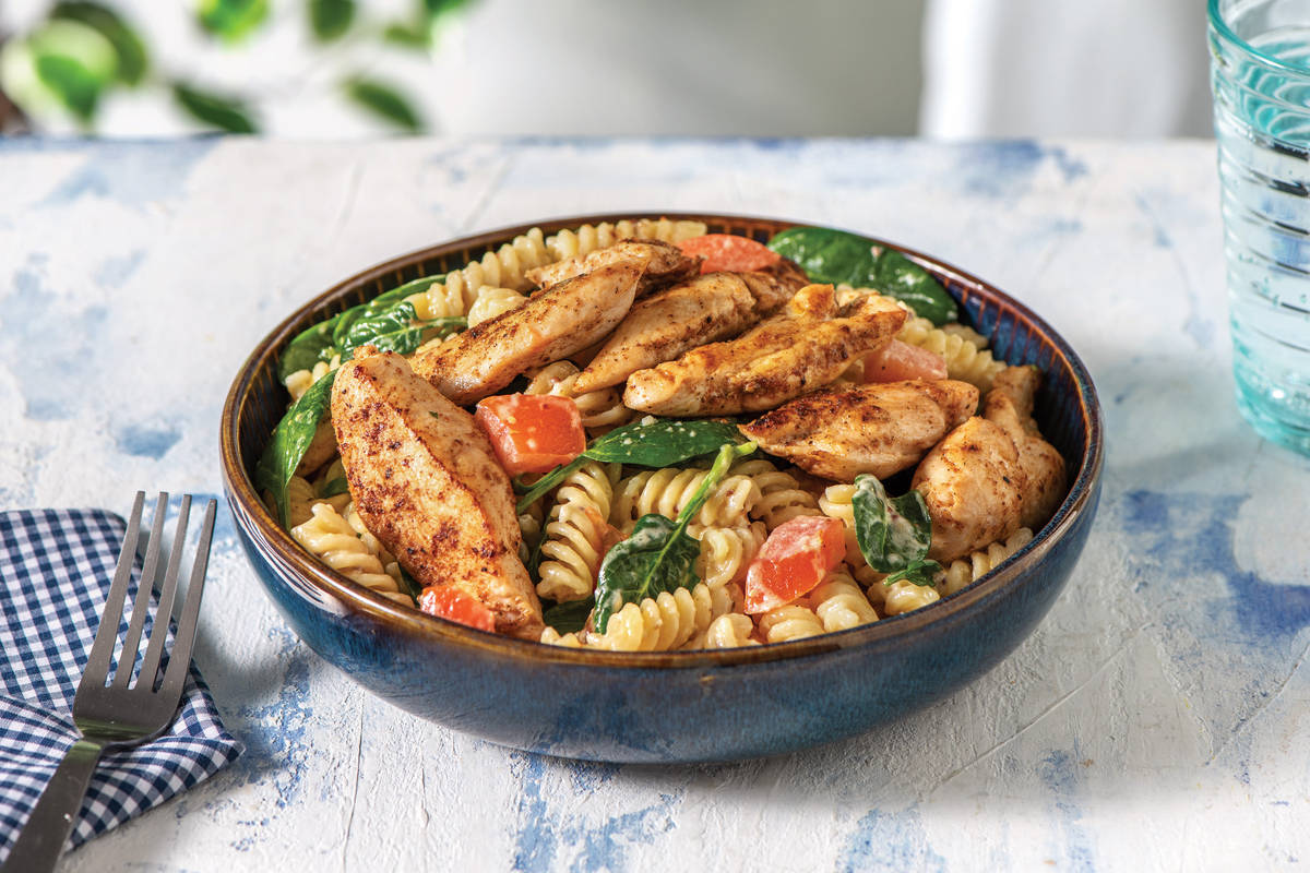 Chicken Pasta Salad & Cheesy Mustard Dressing