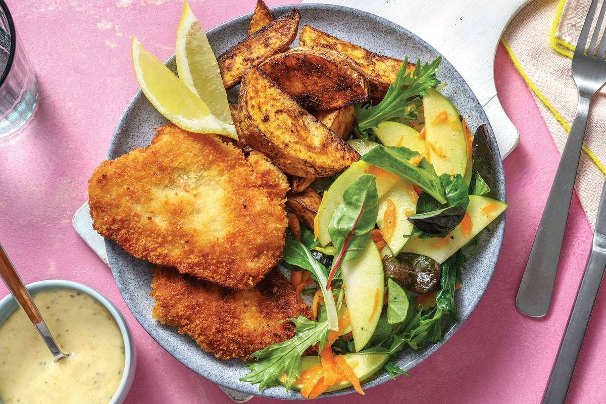 Pork Schnitzel & Creamy Lemon-Herb Sauce