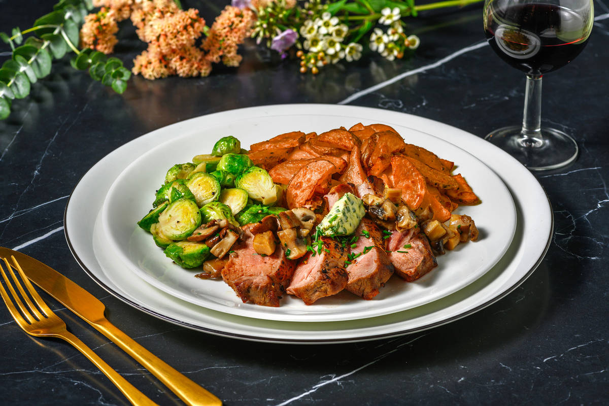 Bistro Truffle Butter Striploin Steak and Mushrooms