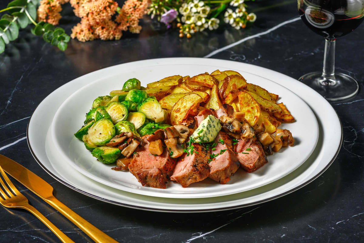 Bistro Truffle Butter Striploin Steak and Mushrooms