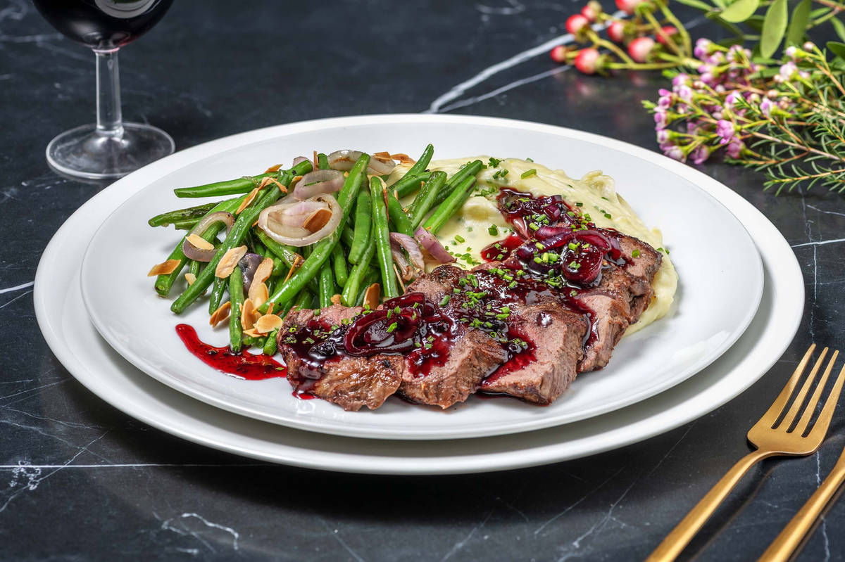 Striploin Steak and Blueberry-Balsamic Reduction