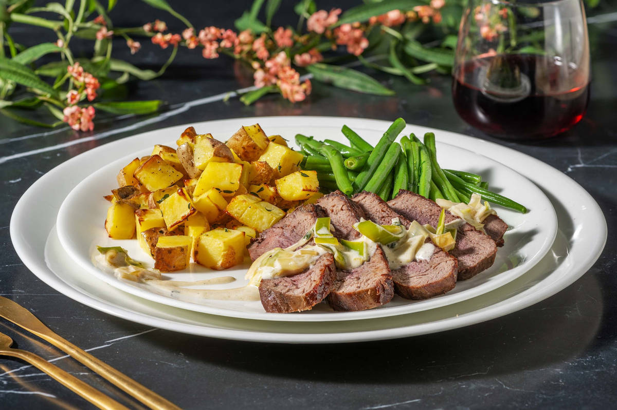 Striploin Steak in Creamy Leek Sauce