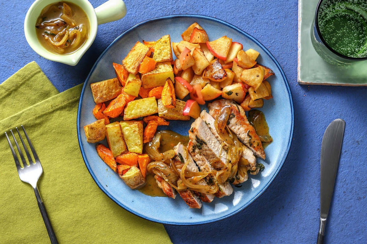 Sage Pork Chops and Roasted Apples
