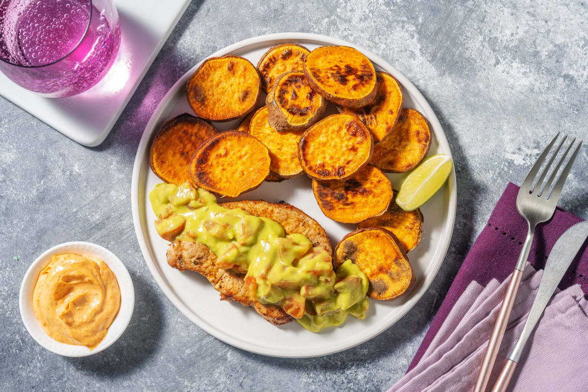 Smoky Pork Chops and Guacamole