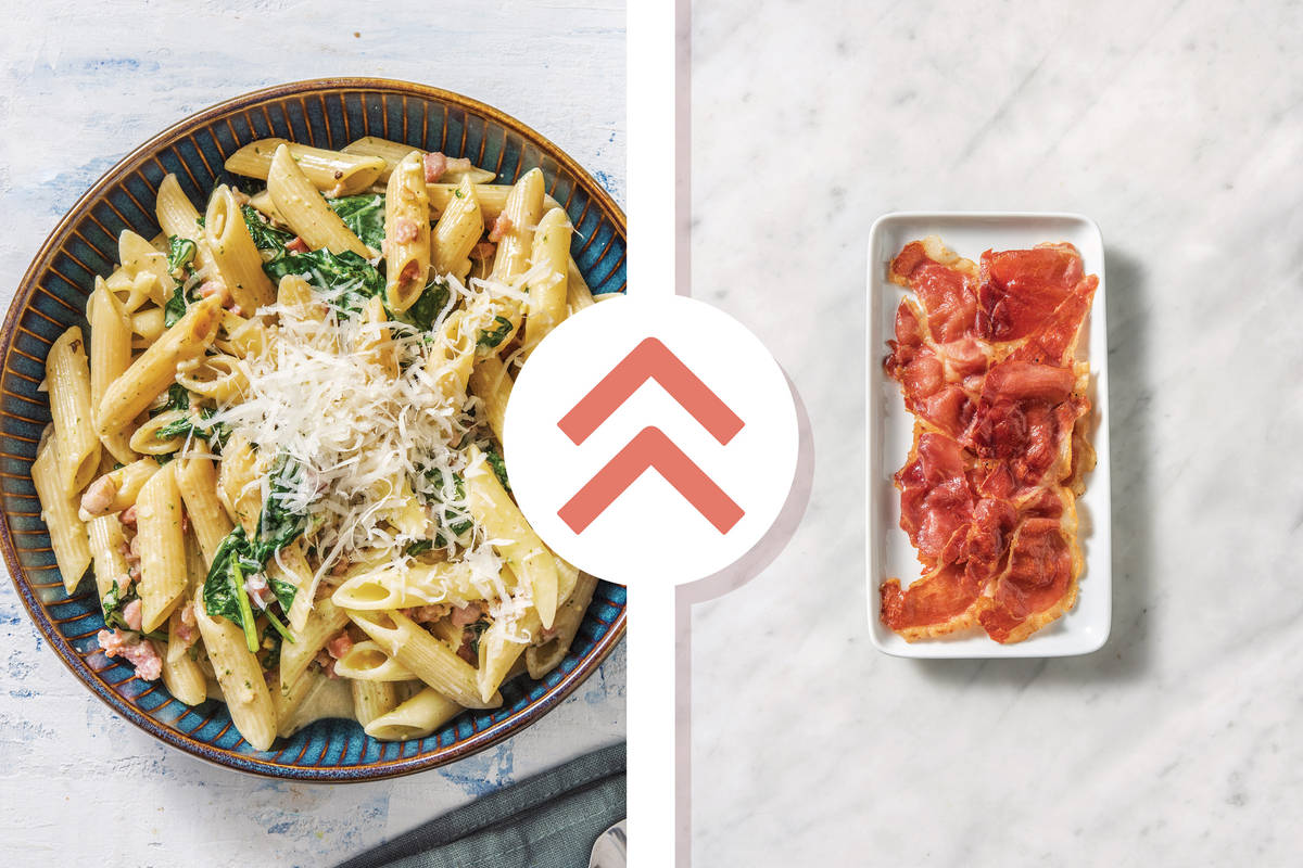 Creamy Prosciutto & Basil Pesto Penne