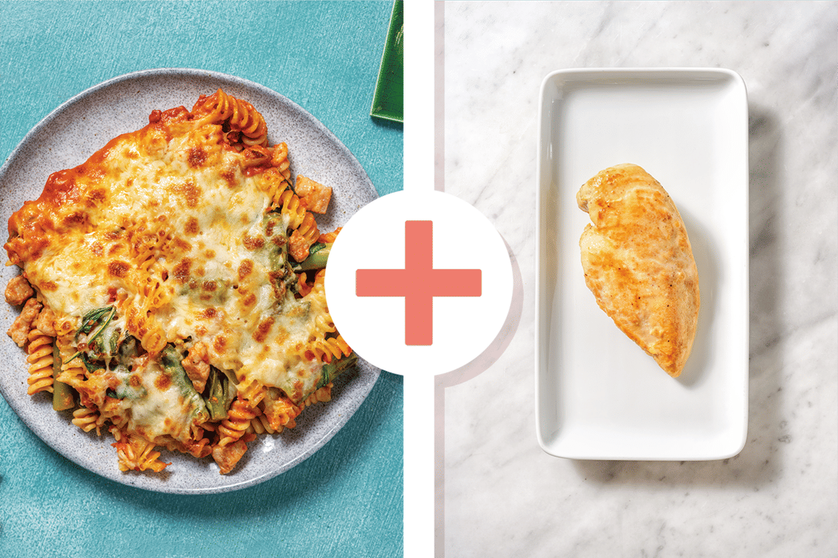 Creamy Chicken, Bacon & Baby Broccoli Pasta Bake