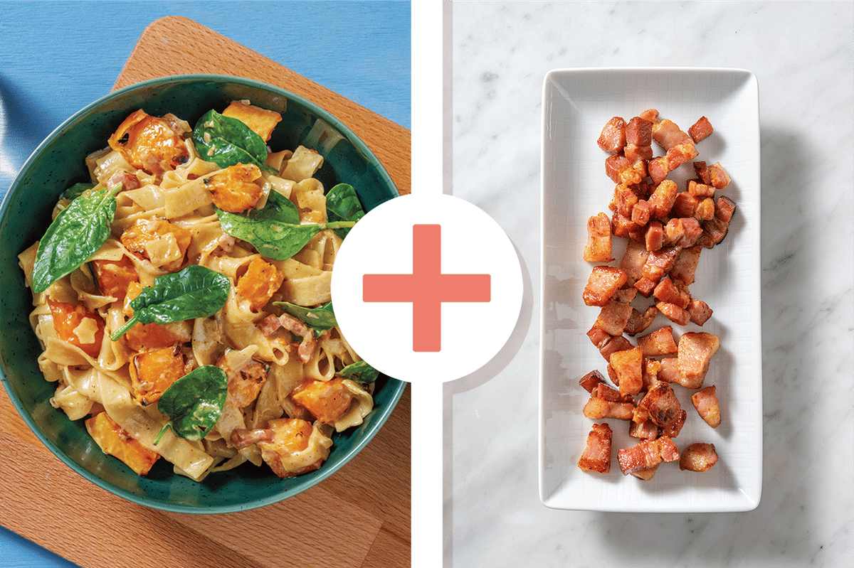Creamy Double Bacon & Pumpkin Fettuccine