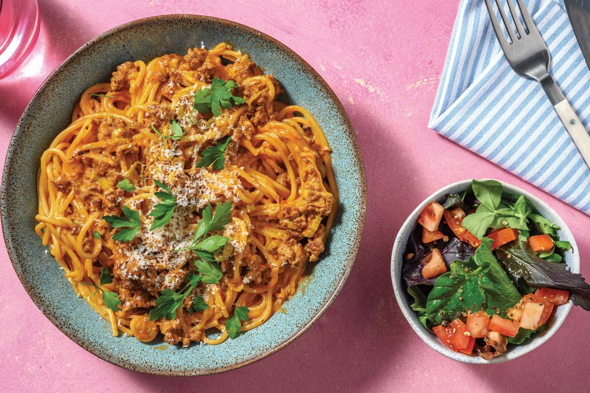 Creamy Beef & Leek Spaghetti