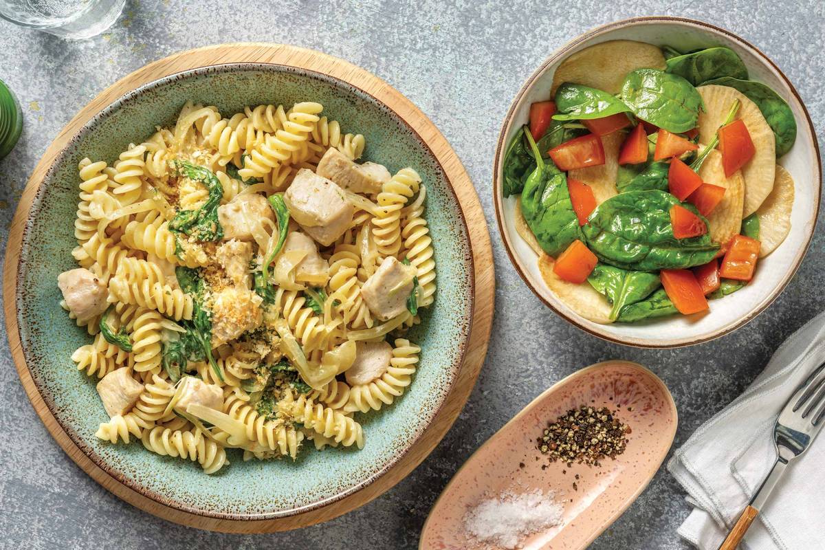 Creamy Chicken & Spinach Pasta 