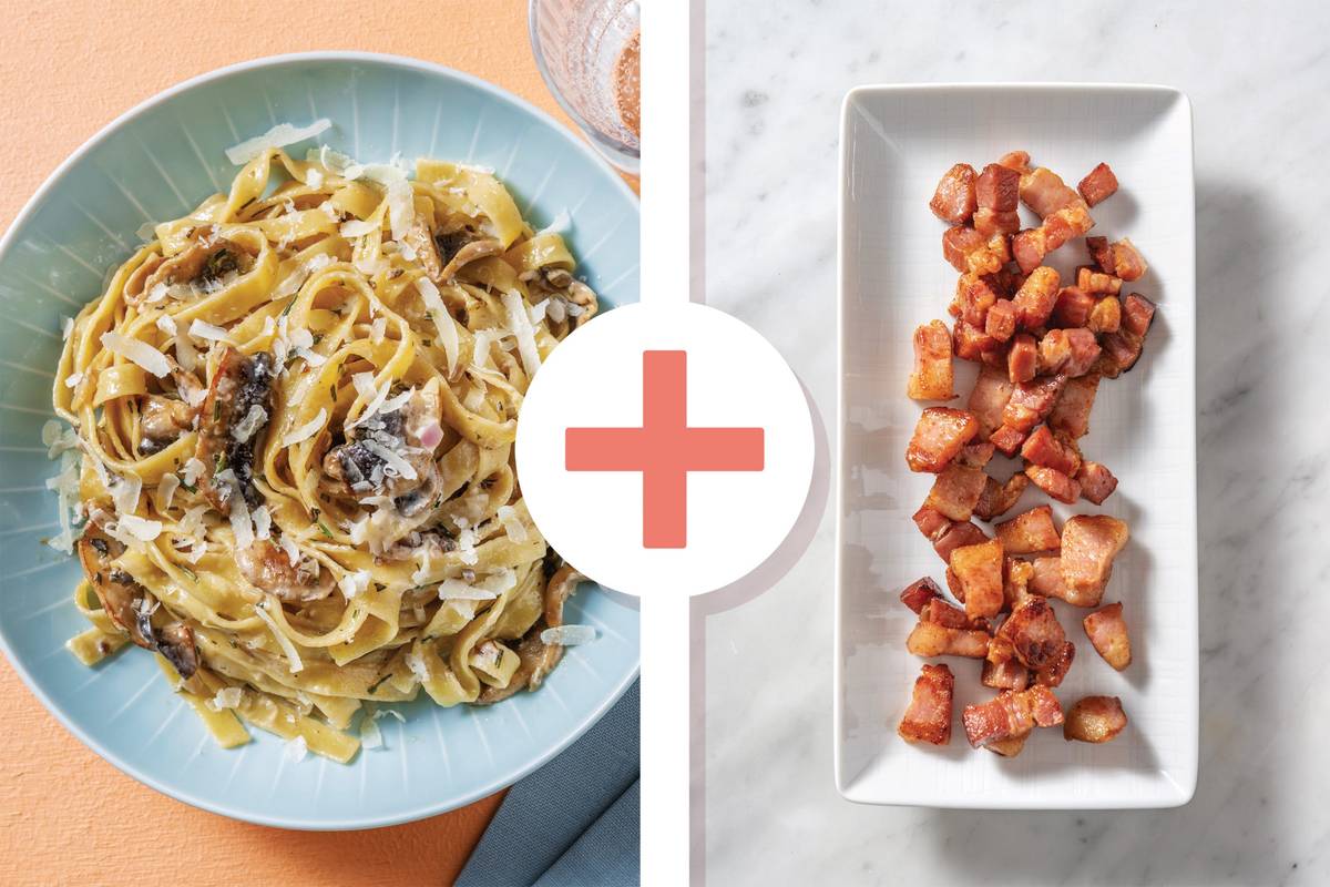 Creamy Mushroom & Bacon Fettuccine
