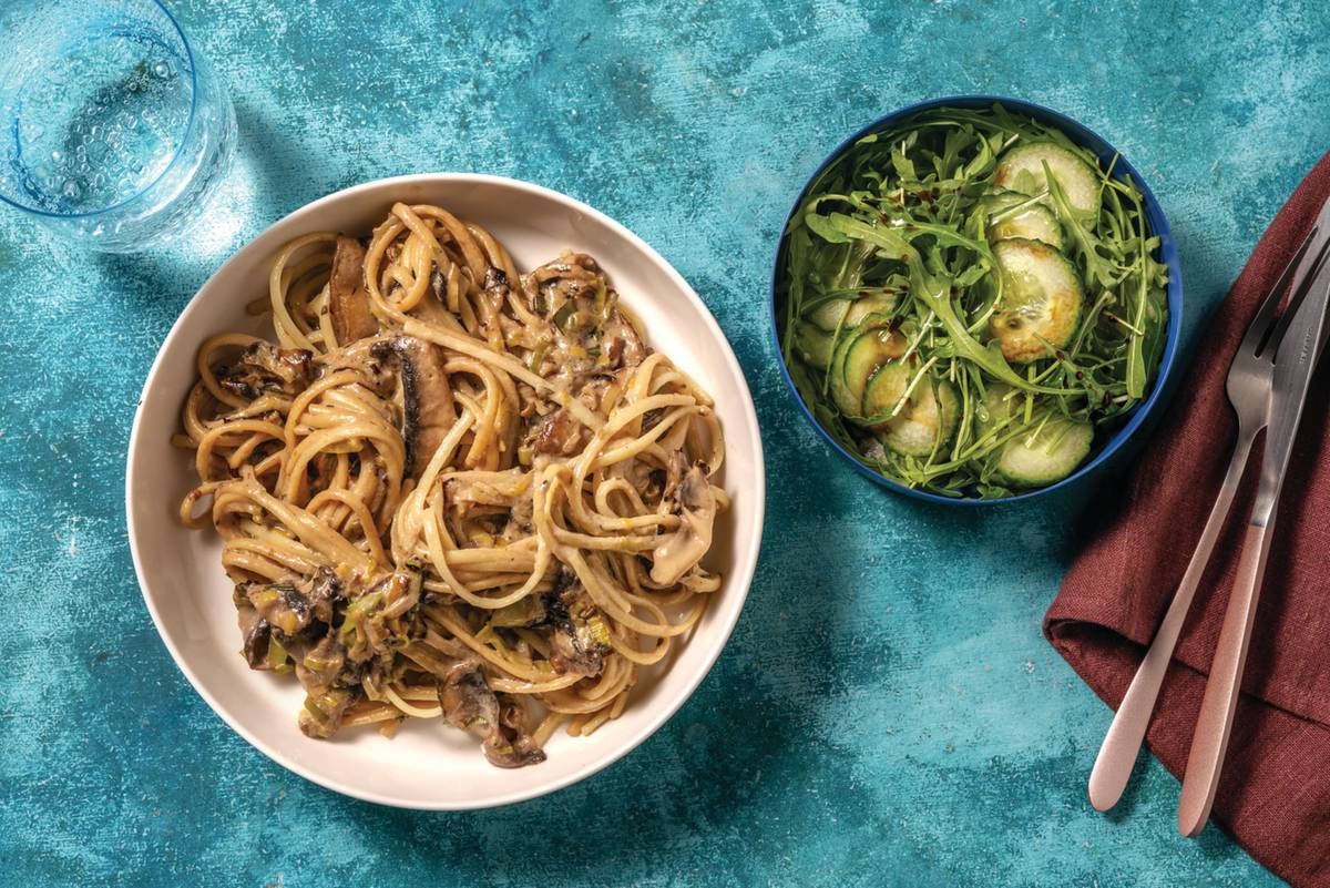 Creamy Chicken, Mushroom & Rosemary Spaghetti