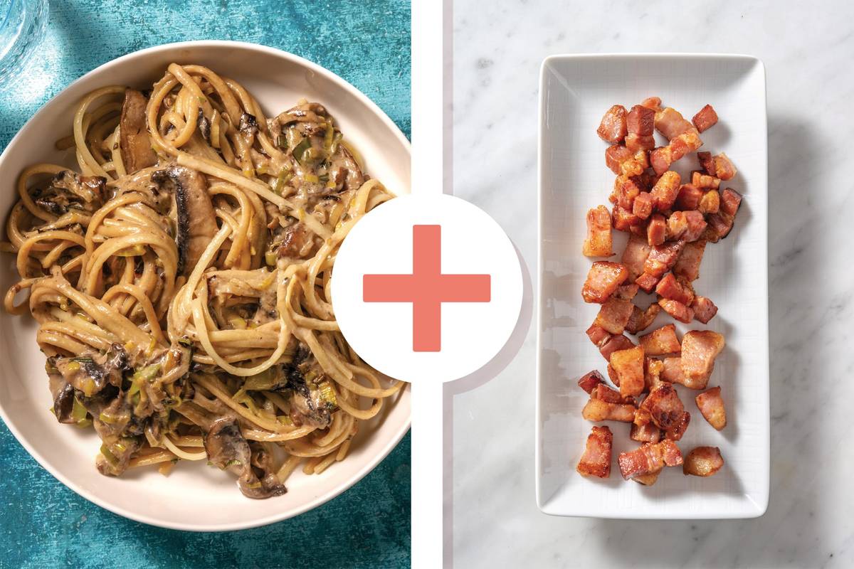 Creamy Mushroom, Bacon & Rosemary Spaghetti