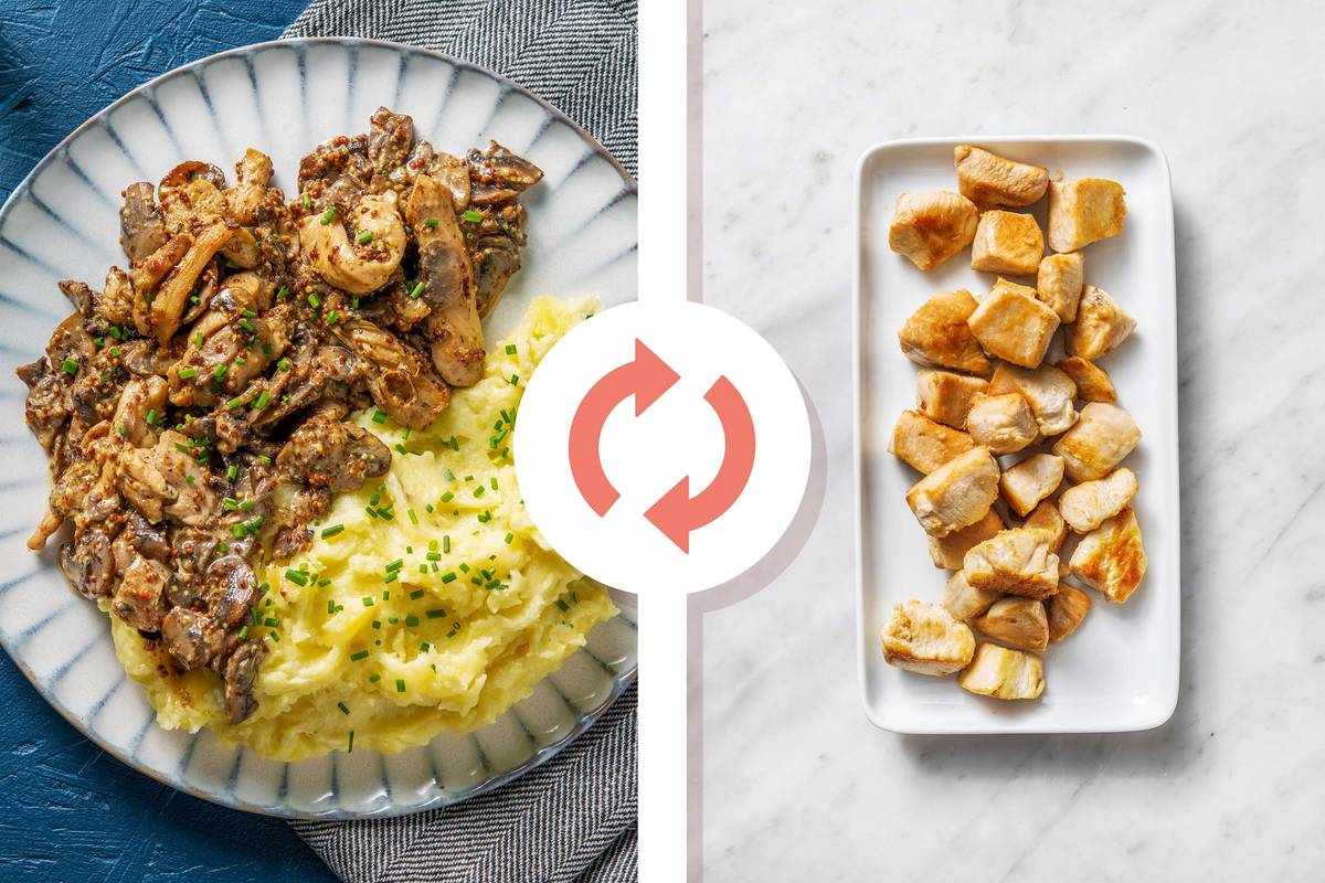 Creamy Mustard Diced Chicken Breast and Mushrooms