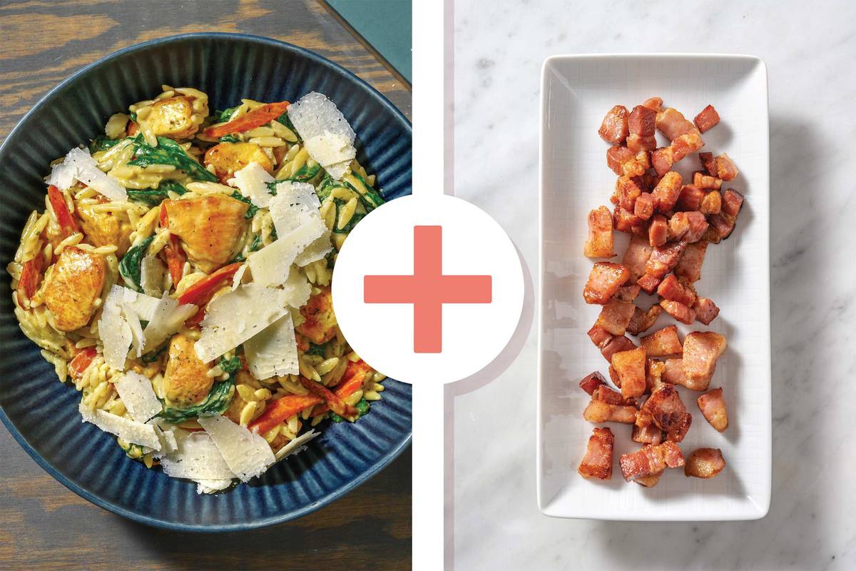 Creamy Pesto Chicken & Bacon Risoni