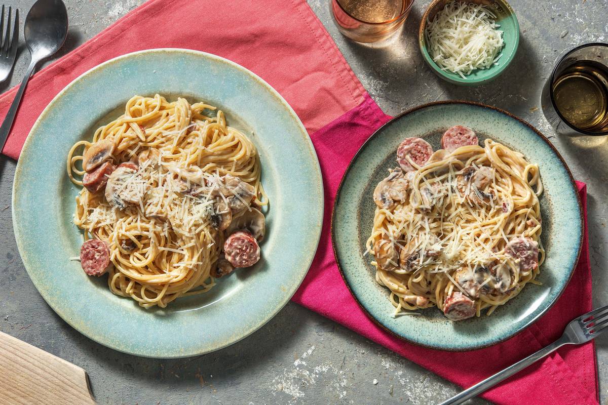 Creamy Sausage and Pancetta Carbonara