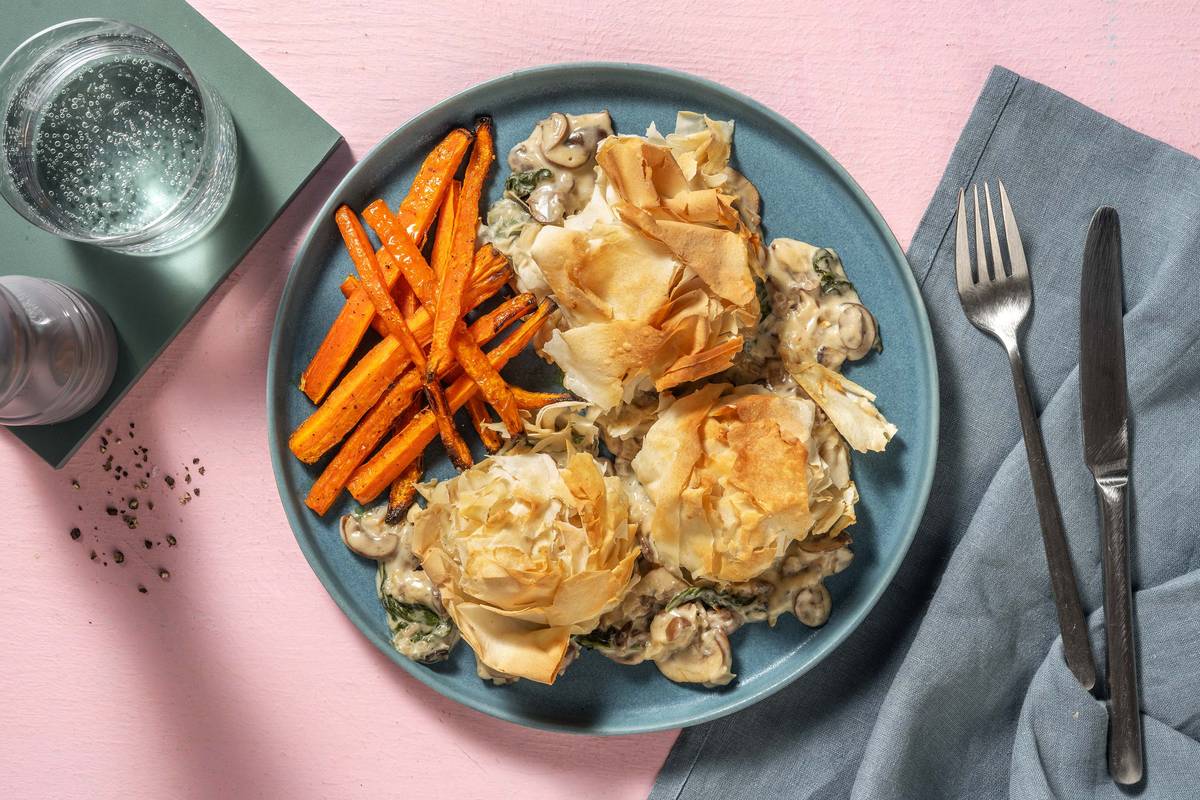 Creamy Truffle Mushroom and Spinach Pie