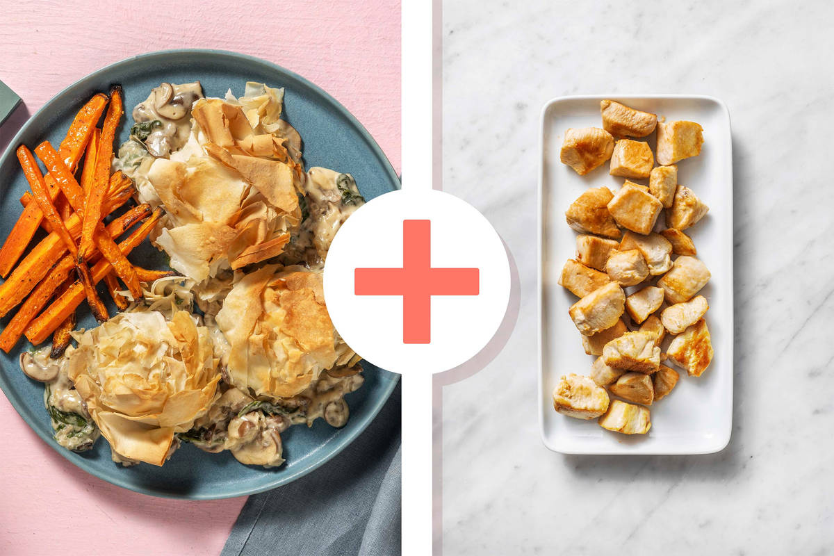 Creamy Truffle Mushroom and Spinach Pie with Diced Chicken Breast