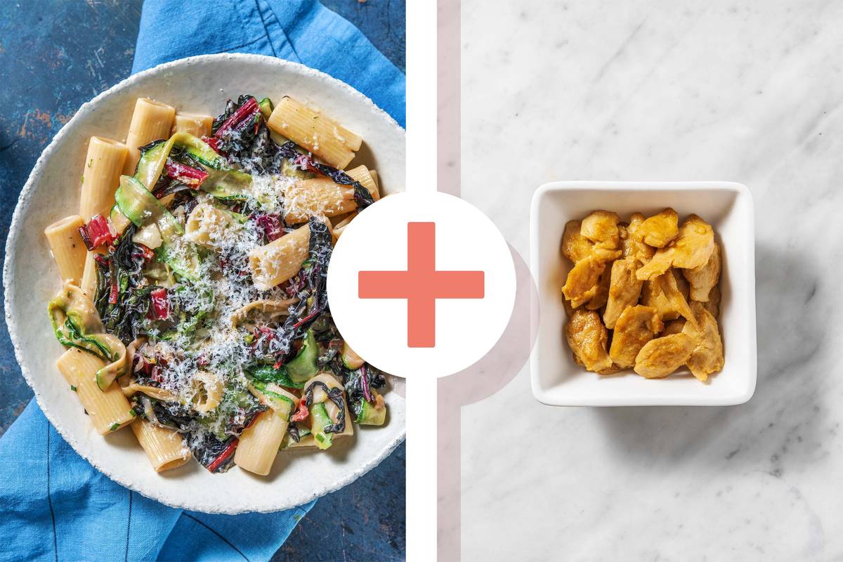 Creamy Plant-Based Chicken Rigatoni