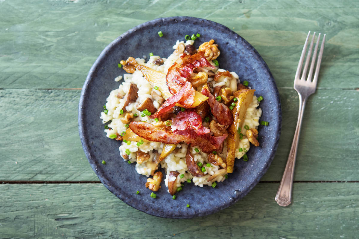 Cremiges Pilzrisotto mit knusprigem Bacon