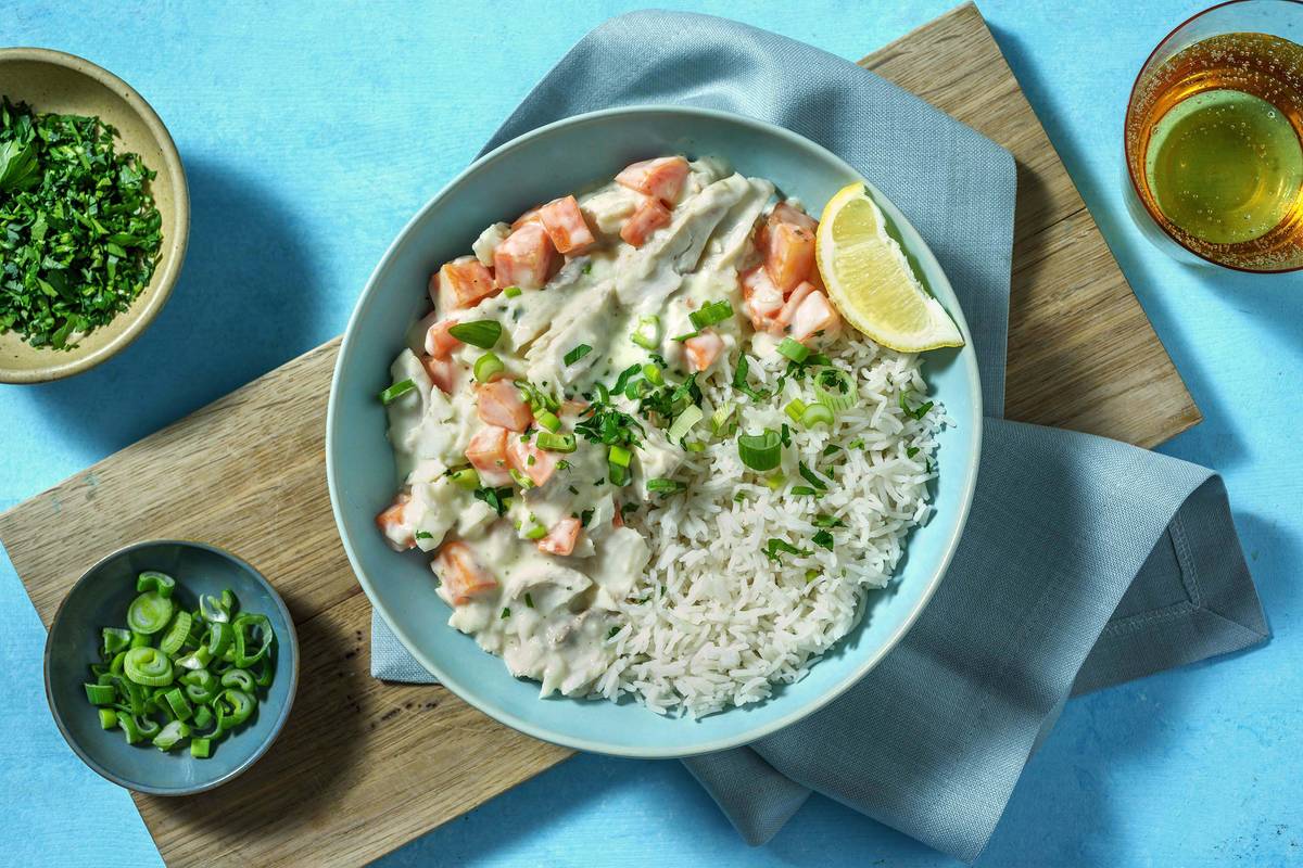 Cremiges Seelachs-Frikassee