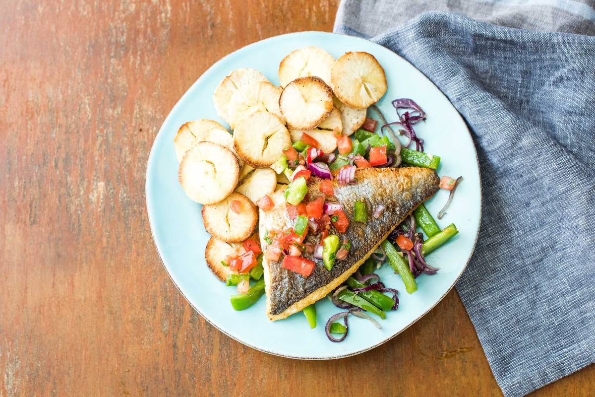 Crisp Fillet of Bream with Cassava Chips