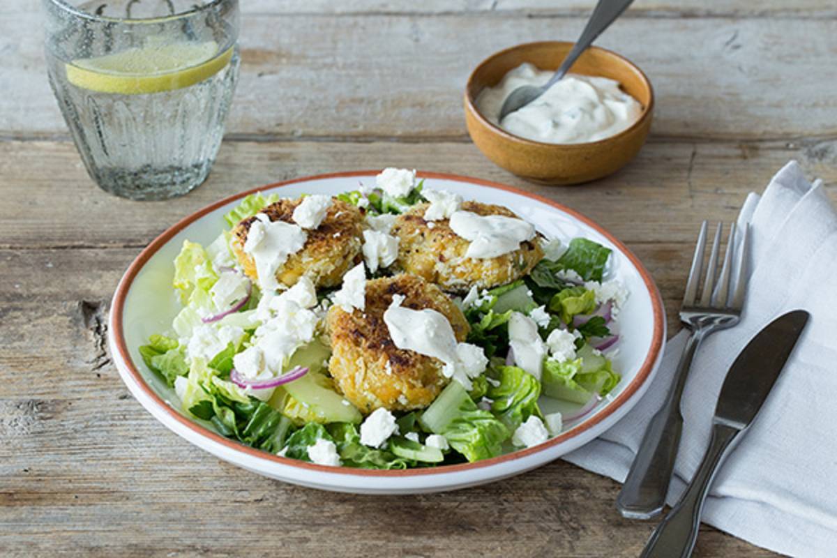 Crispy Chickpea Fritter Salad