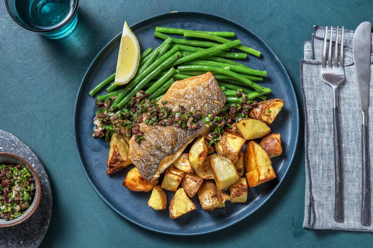 Crispy Skinned Sea Bass with Salsa Verde