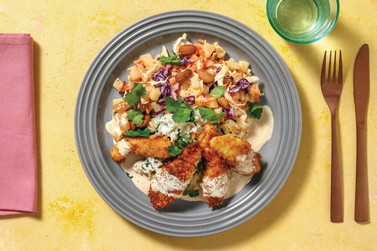 Crumbed Chicken & Caribbean Coconut Sauce