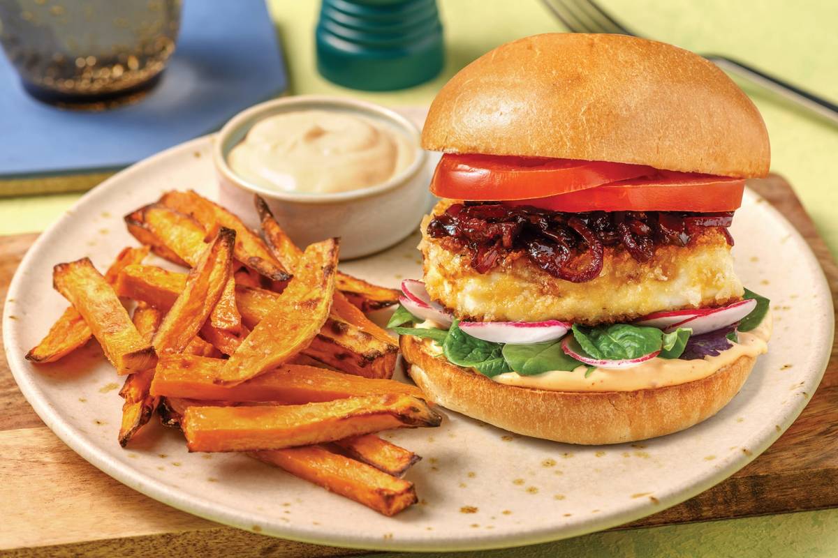 Double Crumbed Halloumi Burger