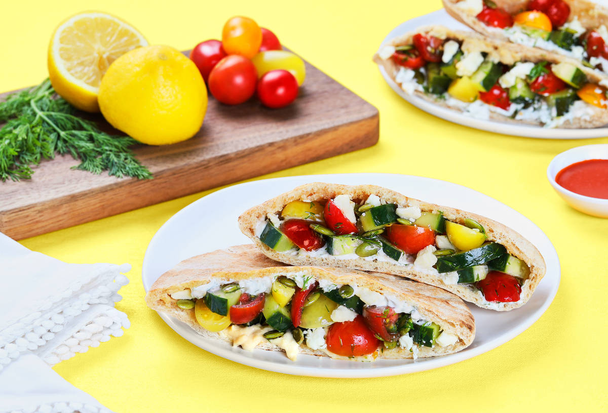 Cucumber Salad-Stuffed Pita Pockets