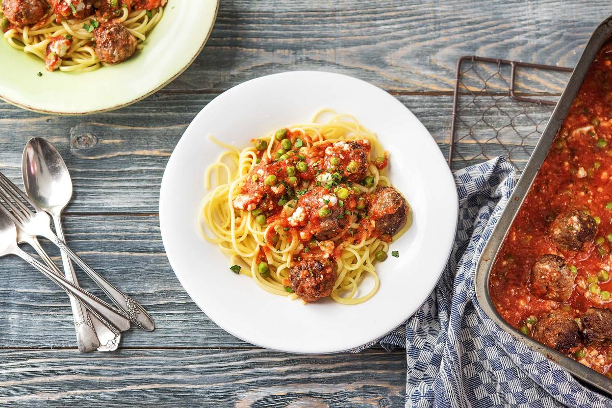 Cumin Spiced Meatball Feta Bake