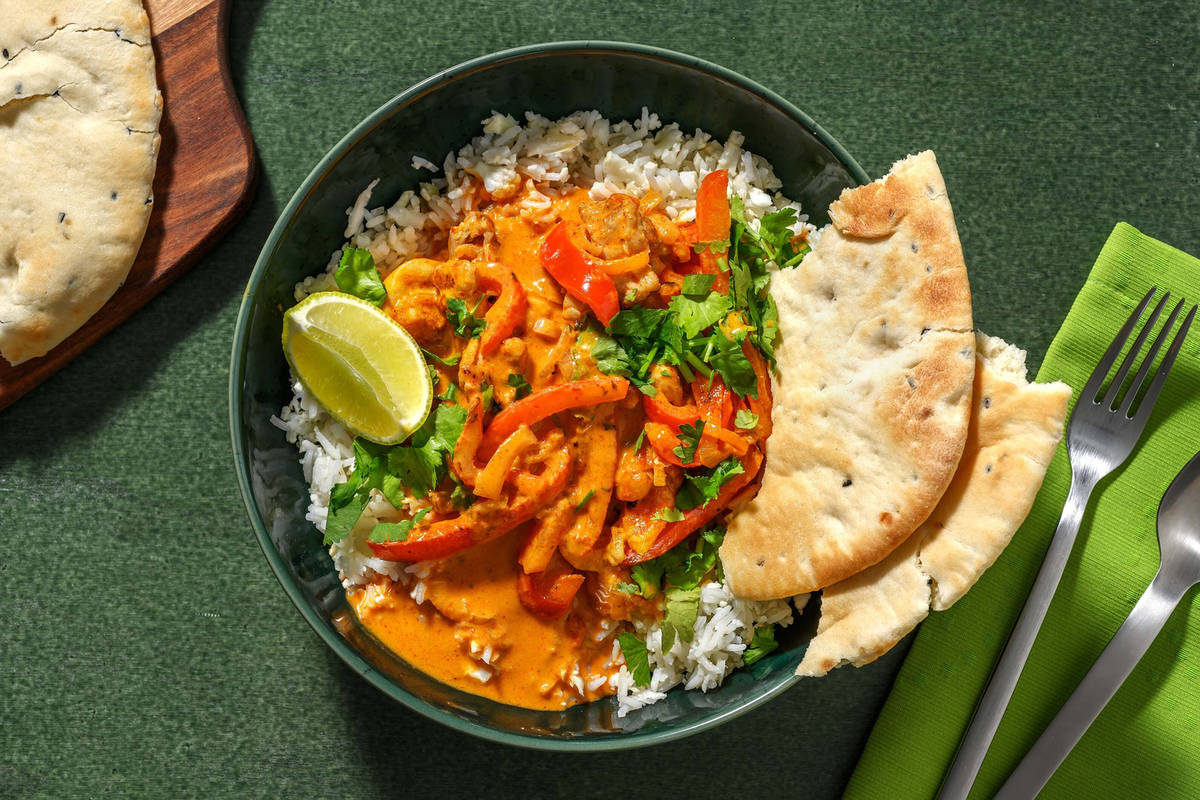Snelle kipcurry met bloemkoolrijst