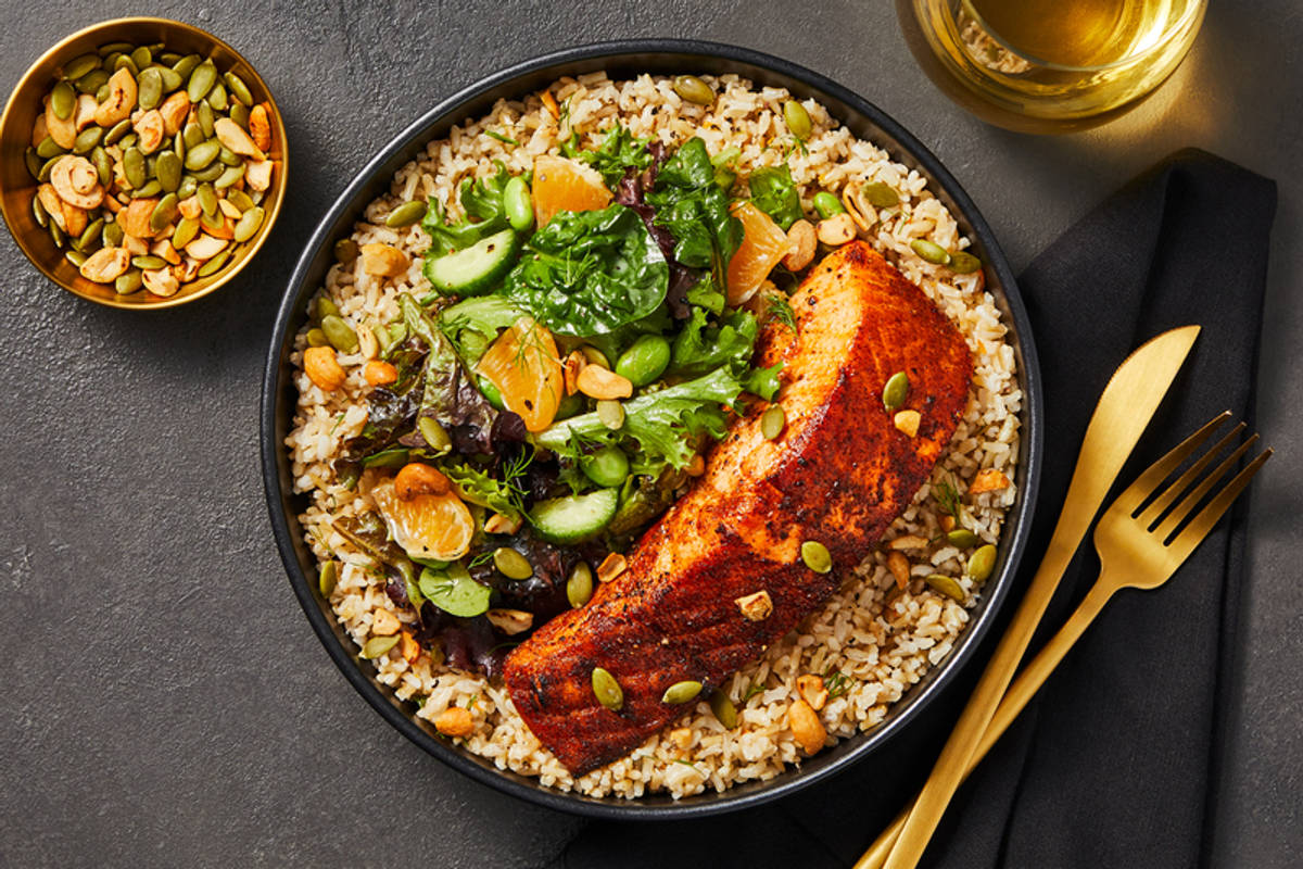 Salmon and Edamame Brown Rice Bowls