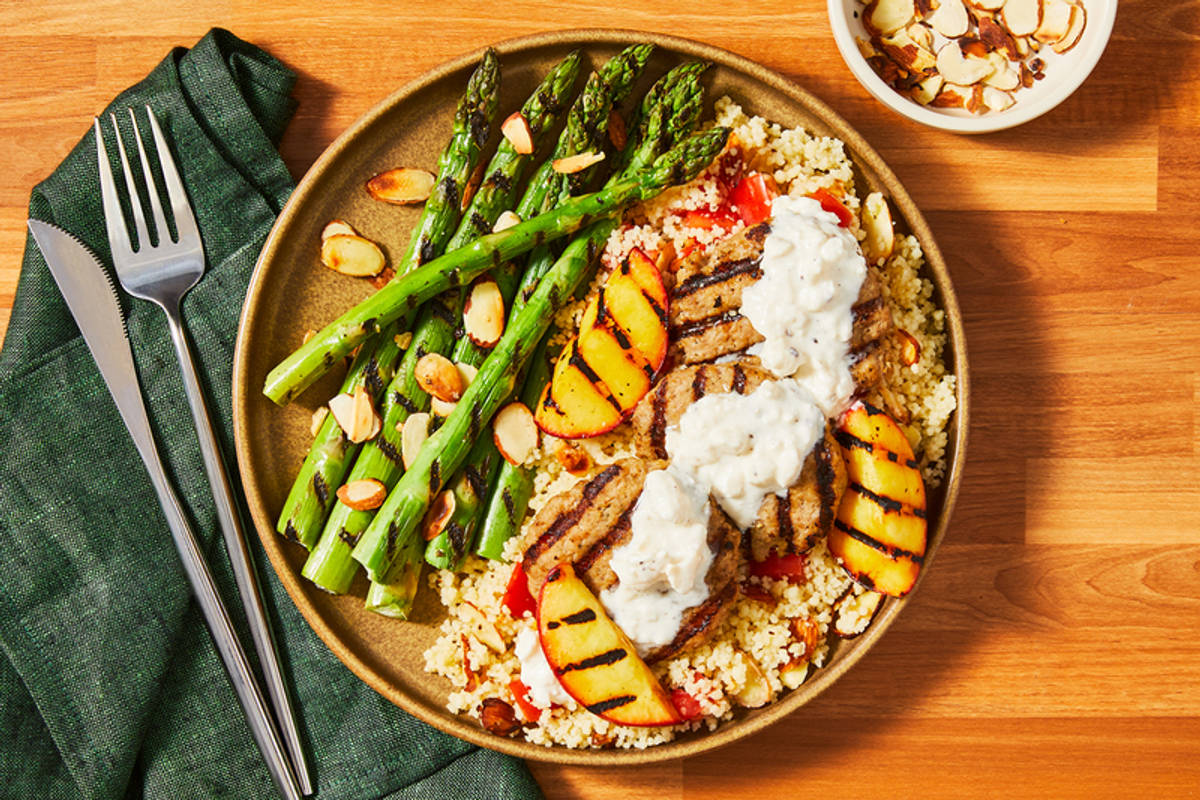 Grilled Beyond Meat® Patties and Creamy Feta Sauce