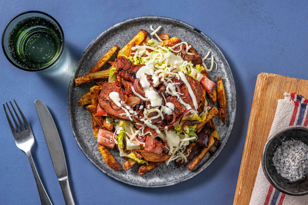 Kapsalon met vegetarische döner kebab 