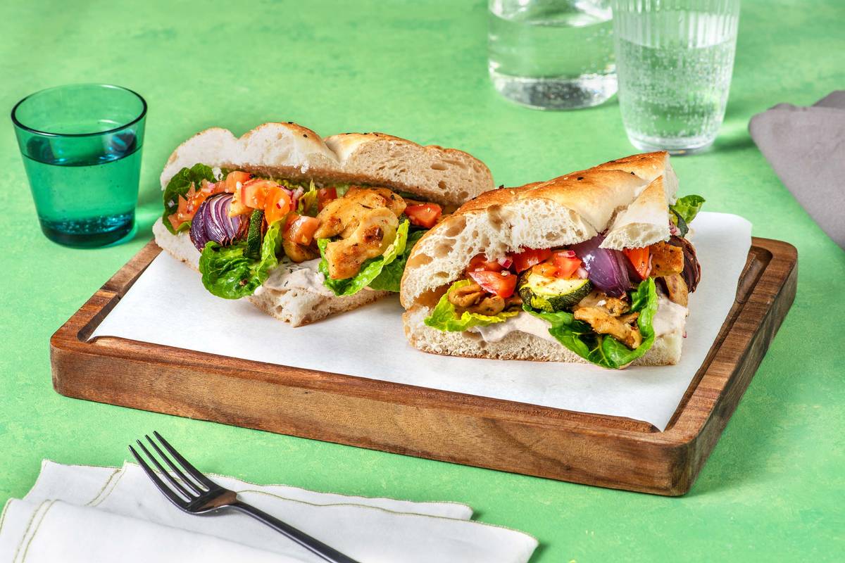 Döner mit würzigen veganen Strips Poulet Art