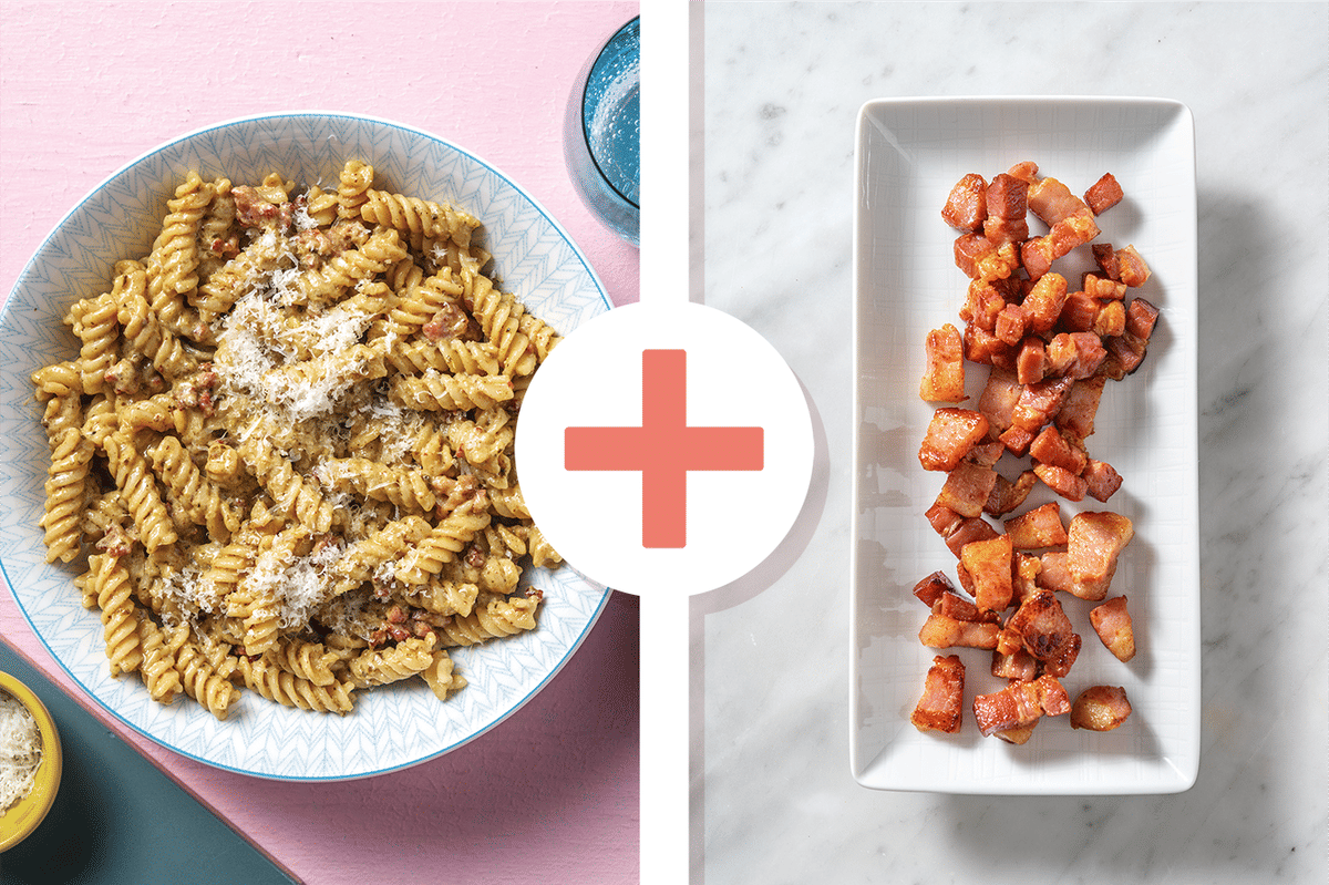 Creamy Double Bacon & Basil Pesto Fusilli