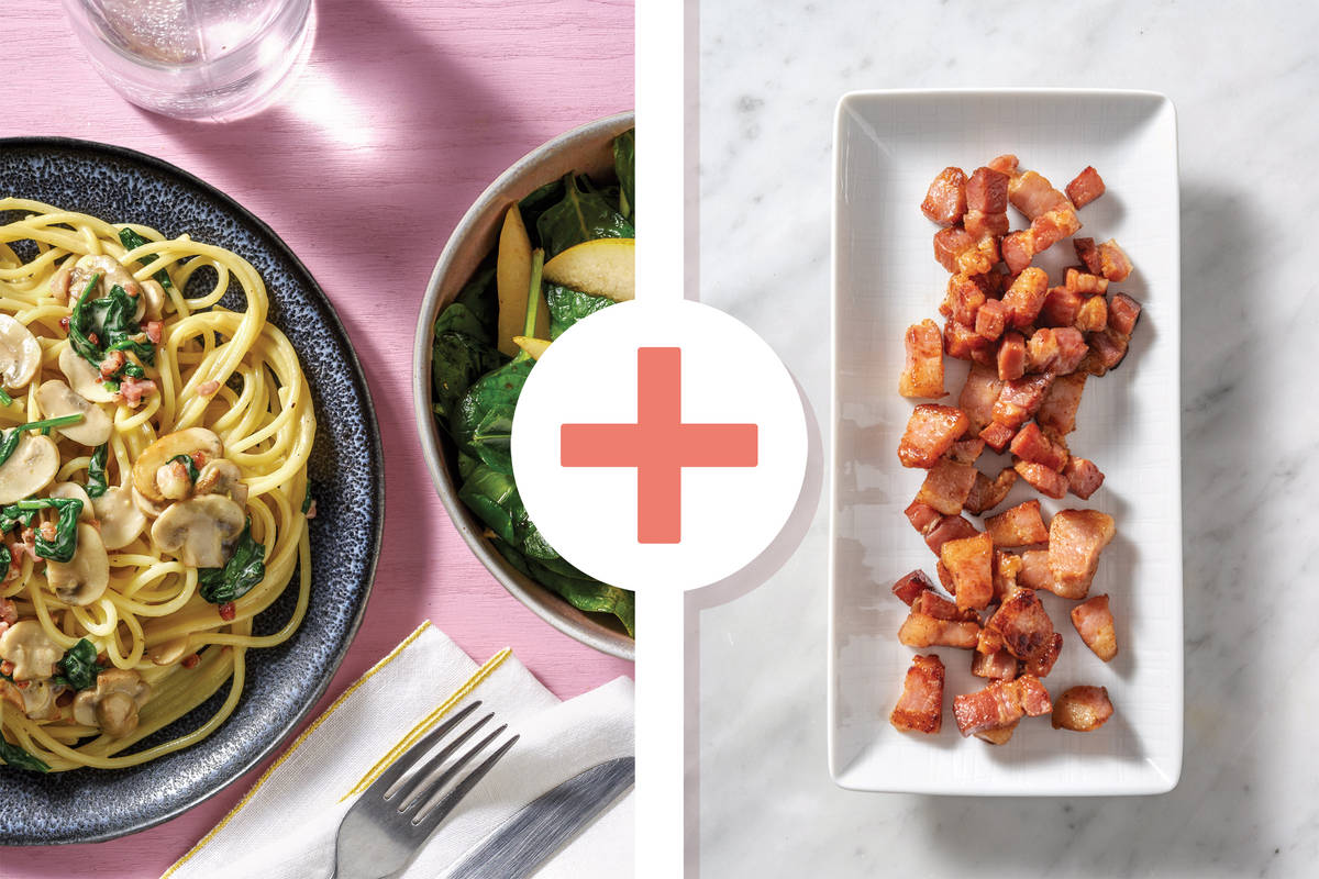 Double Bacon, Mushroom & Cheese Spaghetti
