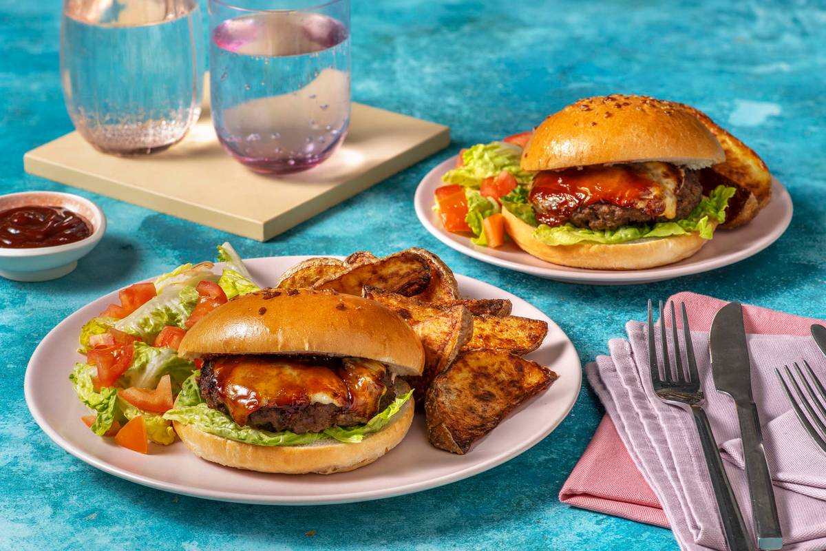 Double Cheese Baked BBQ Burgers