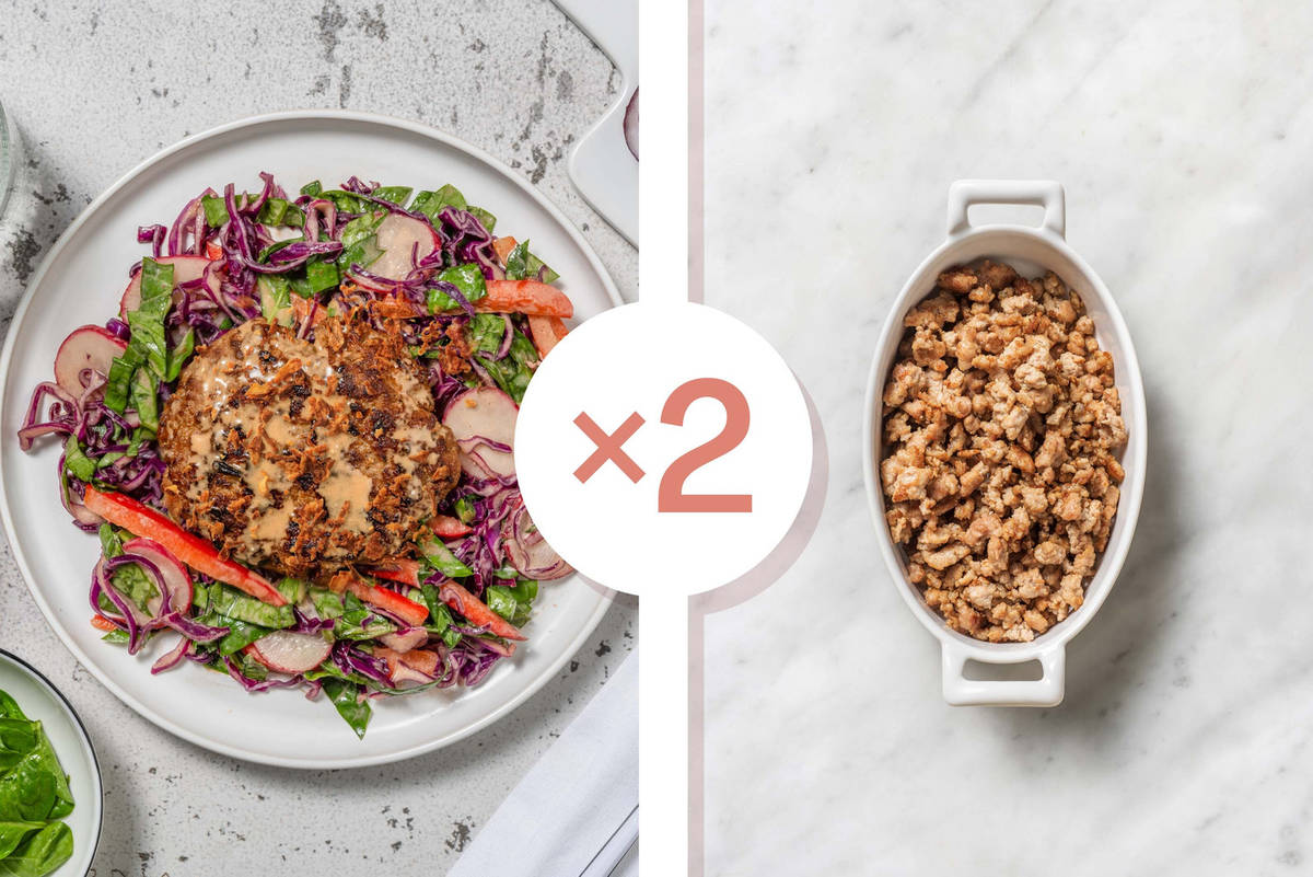 Smart Mini Double Pork Patties and Sesame-Miso Dressing