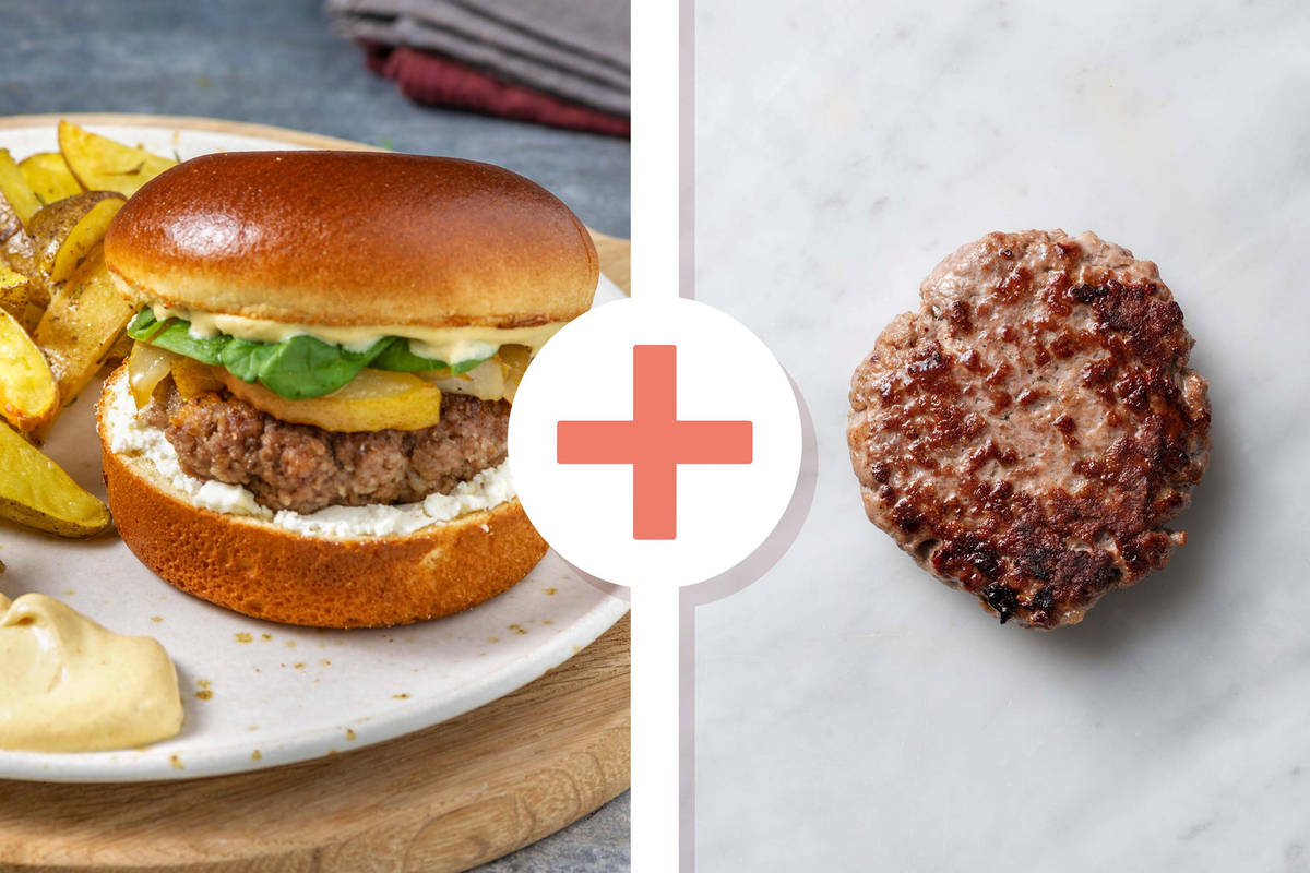 Double Stacked Goat Cheese and Pear Burgers