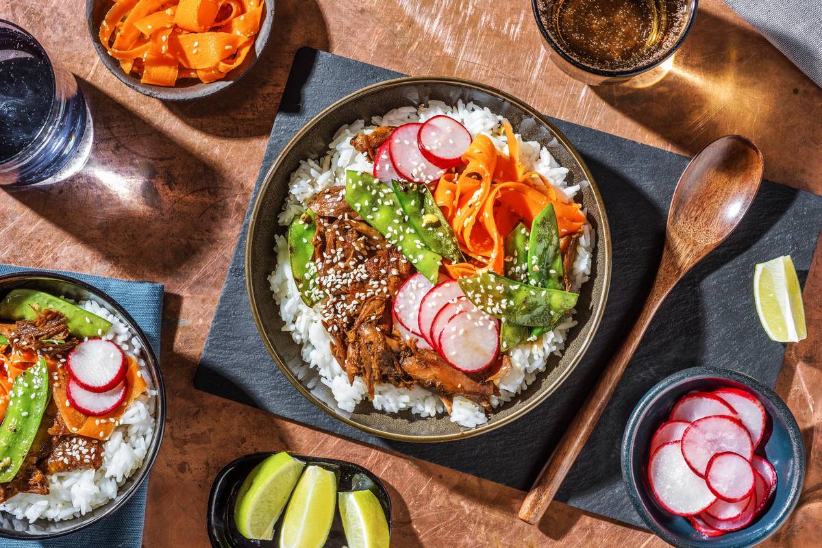Duck Donburi Rice Bowl & Pickled Radishes,