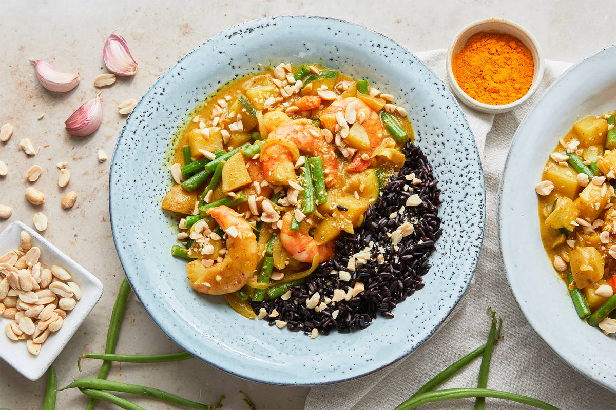 Curry thai di mazzancolle e fagiolini