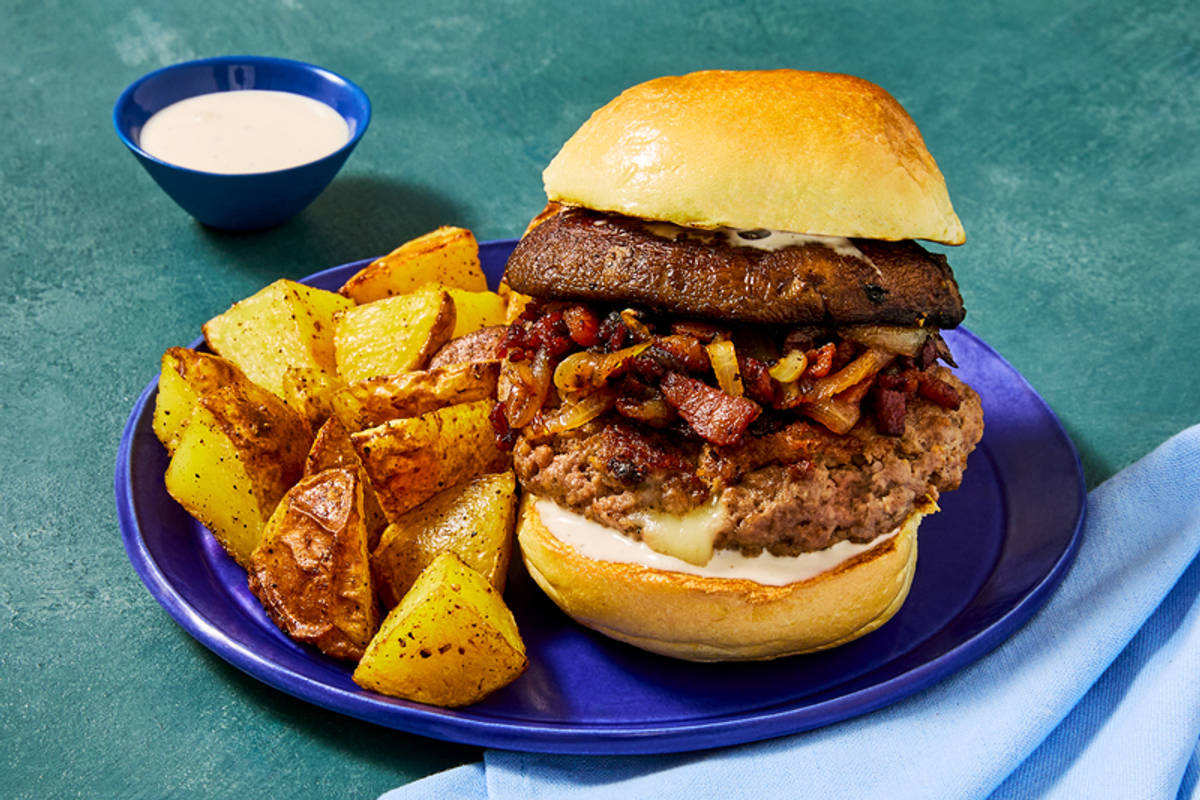 Burgers de bœuf farcis au fromage en grains