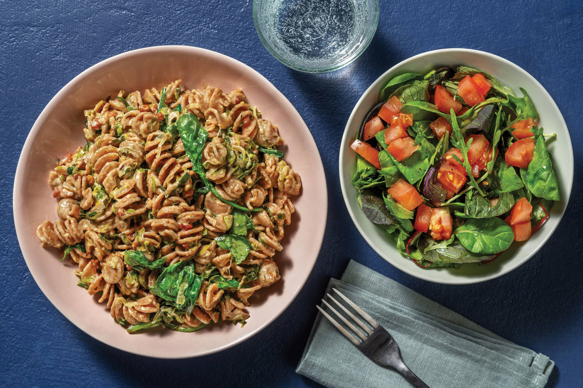 Quick Italian Herb, Bacon & Leek Fusilli