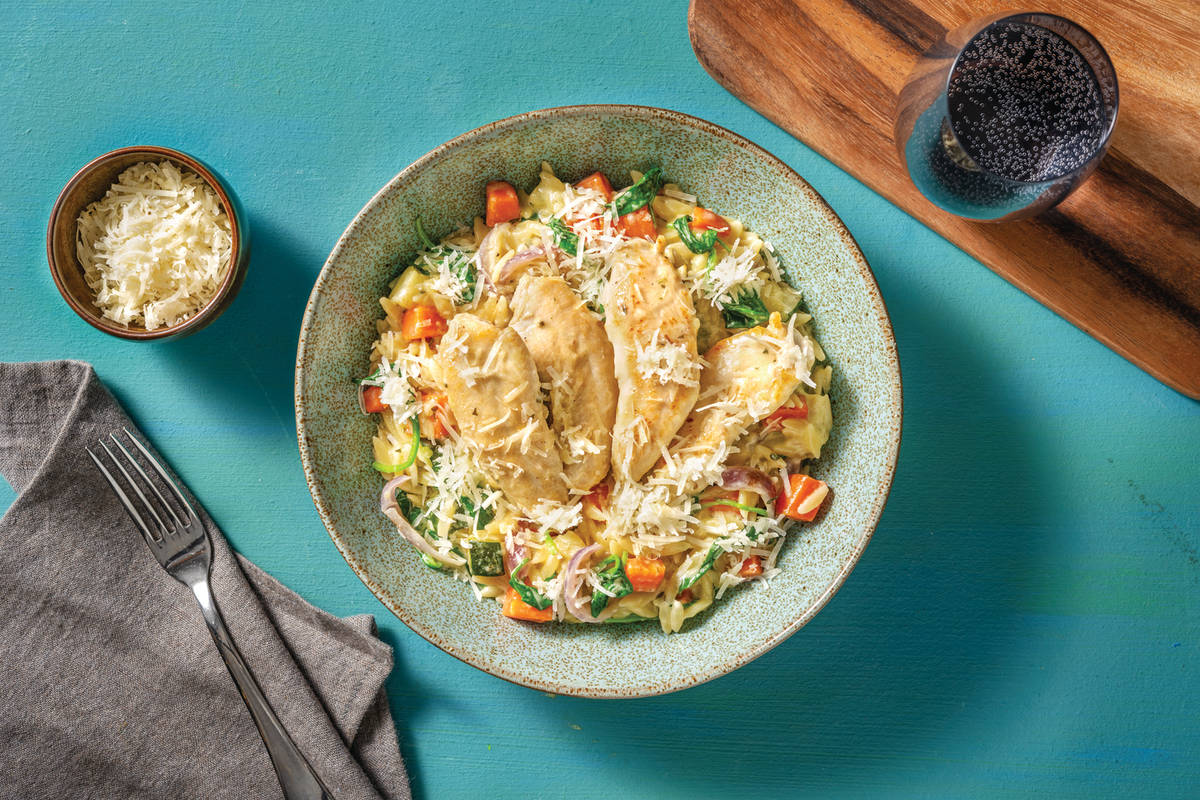 Easy Creamy Chicken & Risoni Traybake
